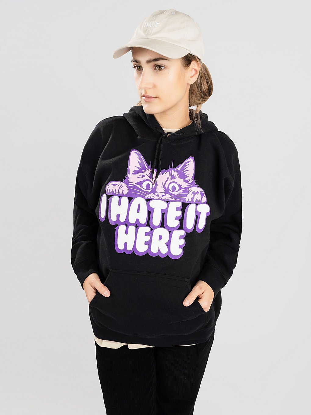 A.Lab Sad Cat Hoodie zwart