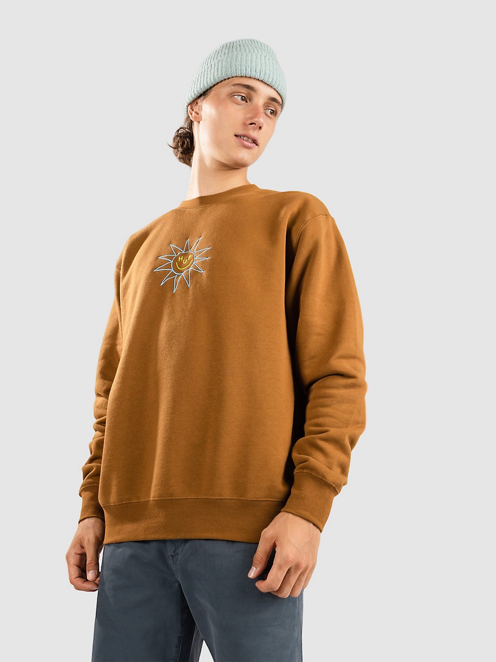 HUF Sun Guy Crewneck Trui bruin