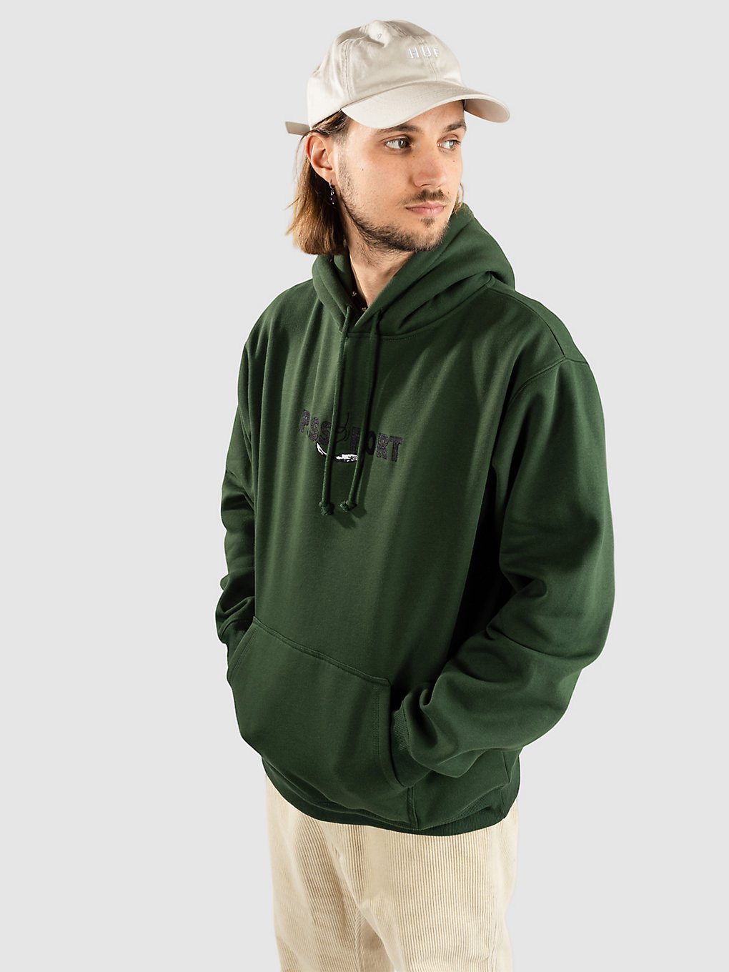 Pass Port Featherweight Embroidery Hoodie groen