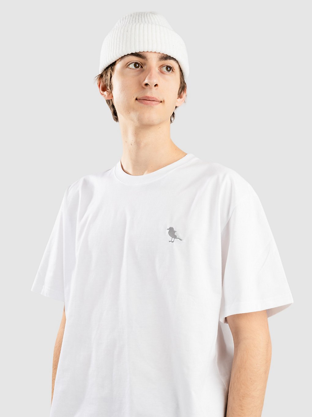 Cleptomanicx Embroidery Gull Mono T-Shirt wit