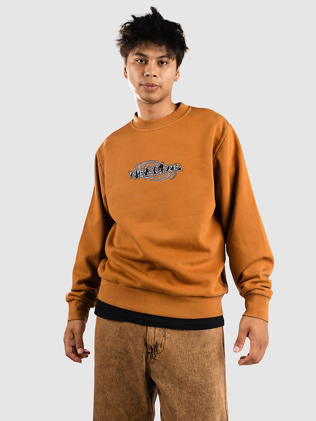 Welcome Vortex Pigment-Dyed Crew Trui bruin