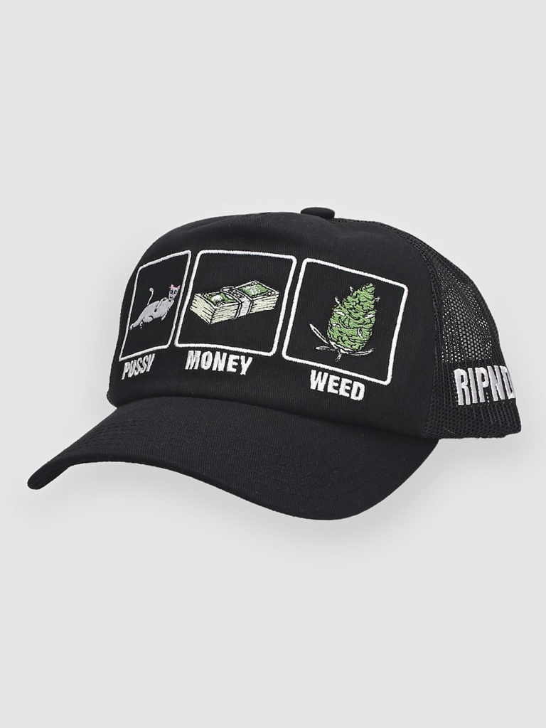 RIPNDIP Pu$$Y, Money, Weed Trucker petje zwart