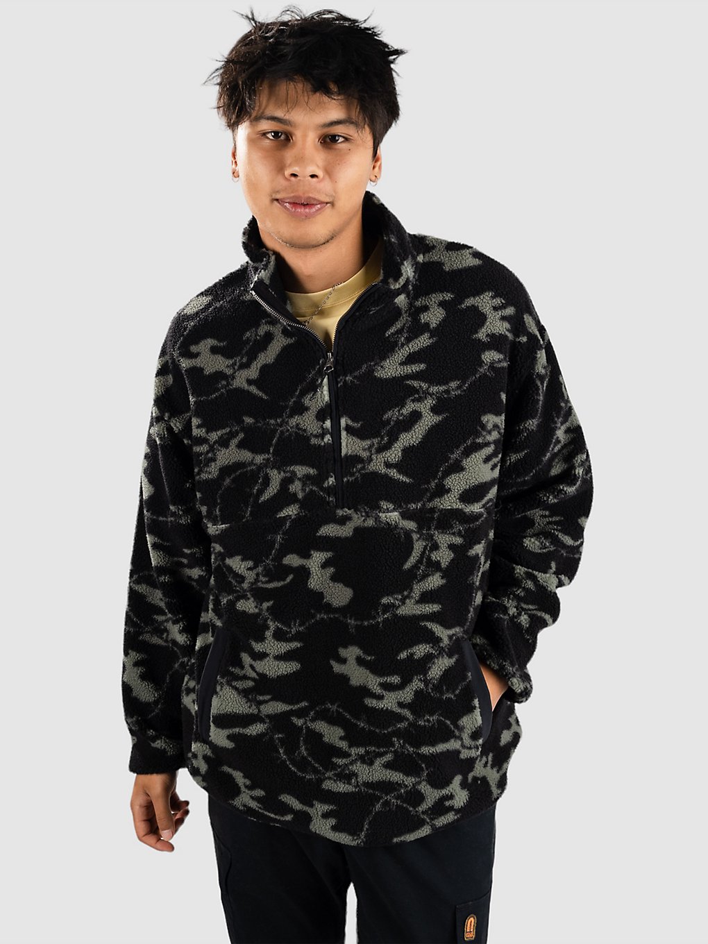 Quiksilver Mikey Zip Sherpa Fleece trui zwart