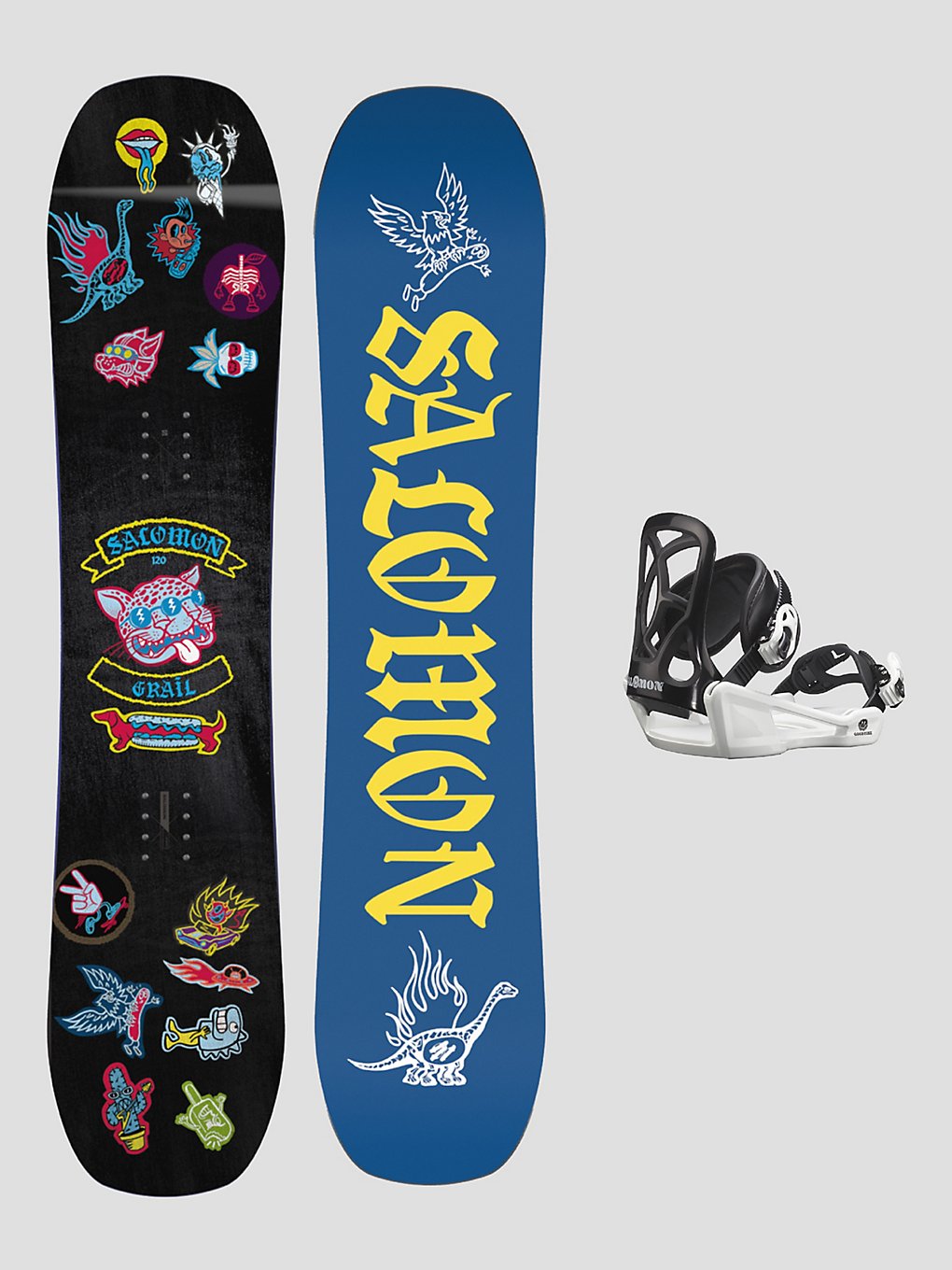 Salomon Grail+Goodtime zwart Xs 2024 Snowboard set patroon