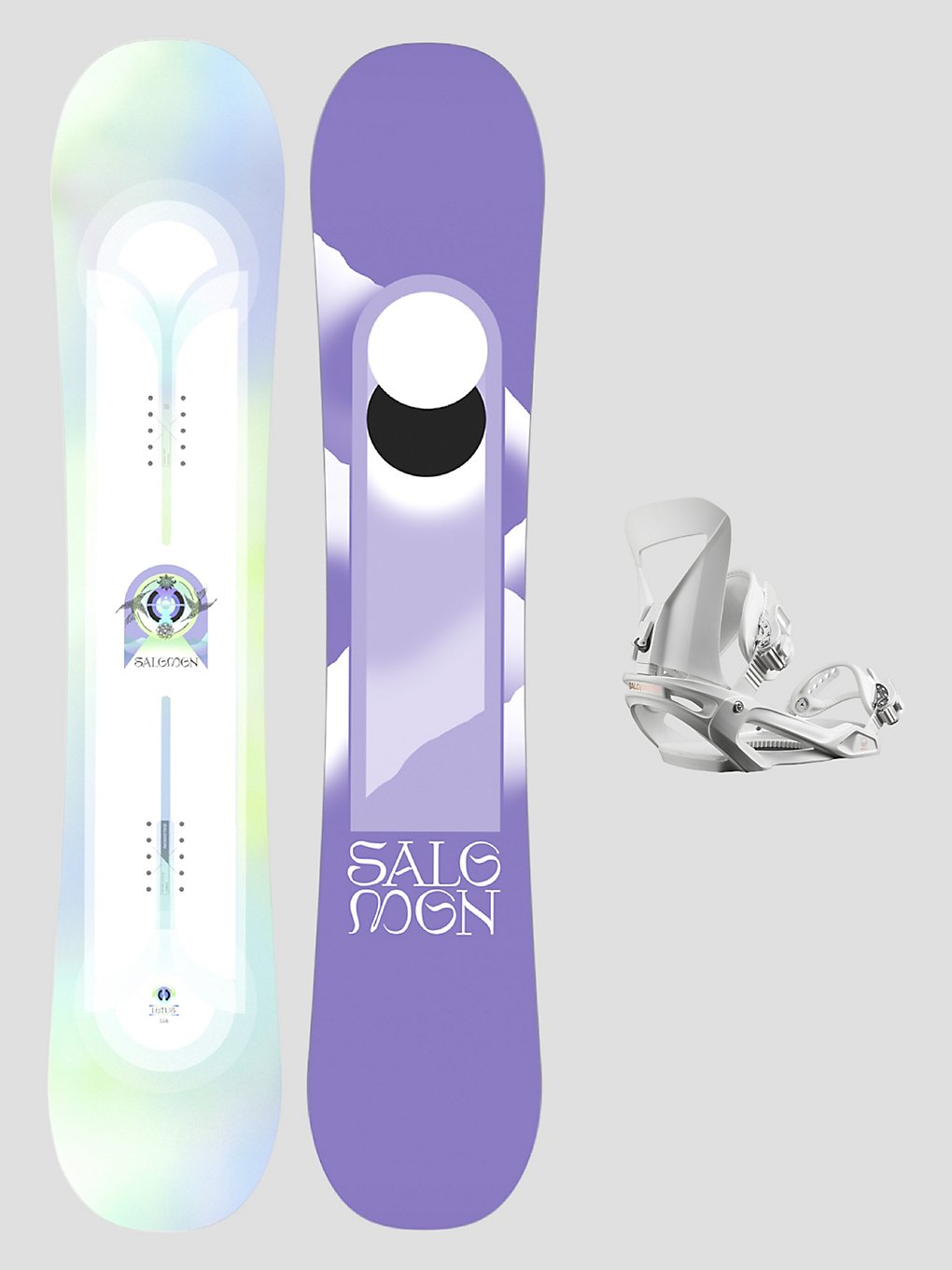 Salomon Lotus+Spell wit M 2024 Snowboard set patroon