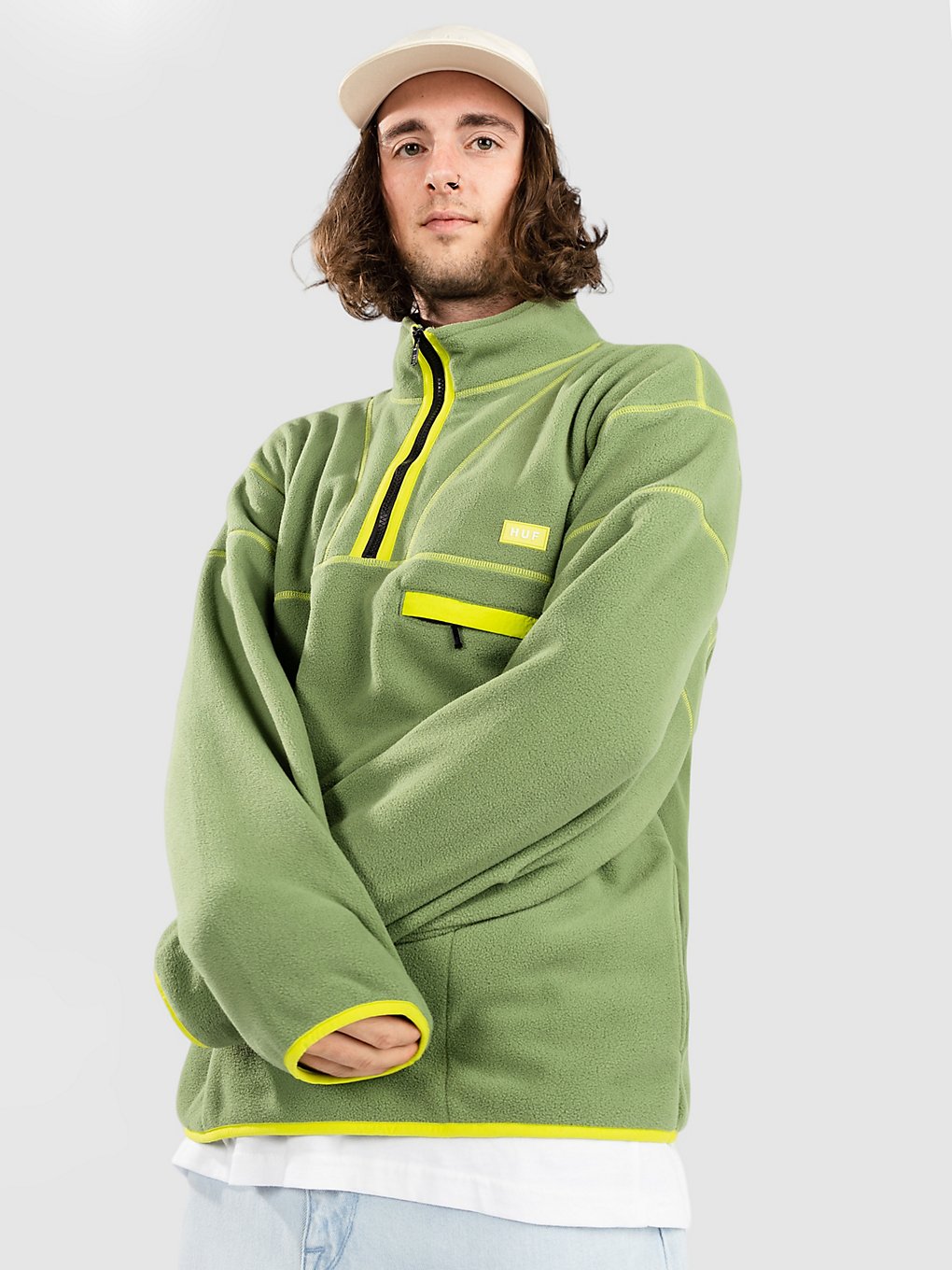 HUF Elysian Quarter Zip Fleece trui groen