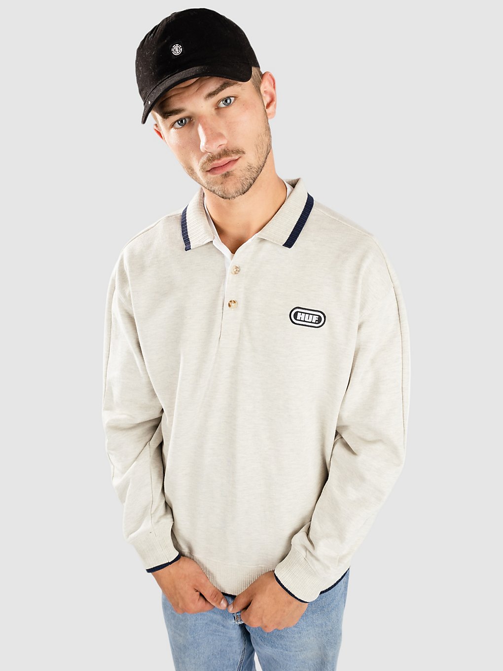 HUF Essex Polo Fleece trui grijs