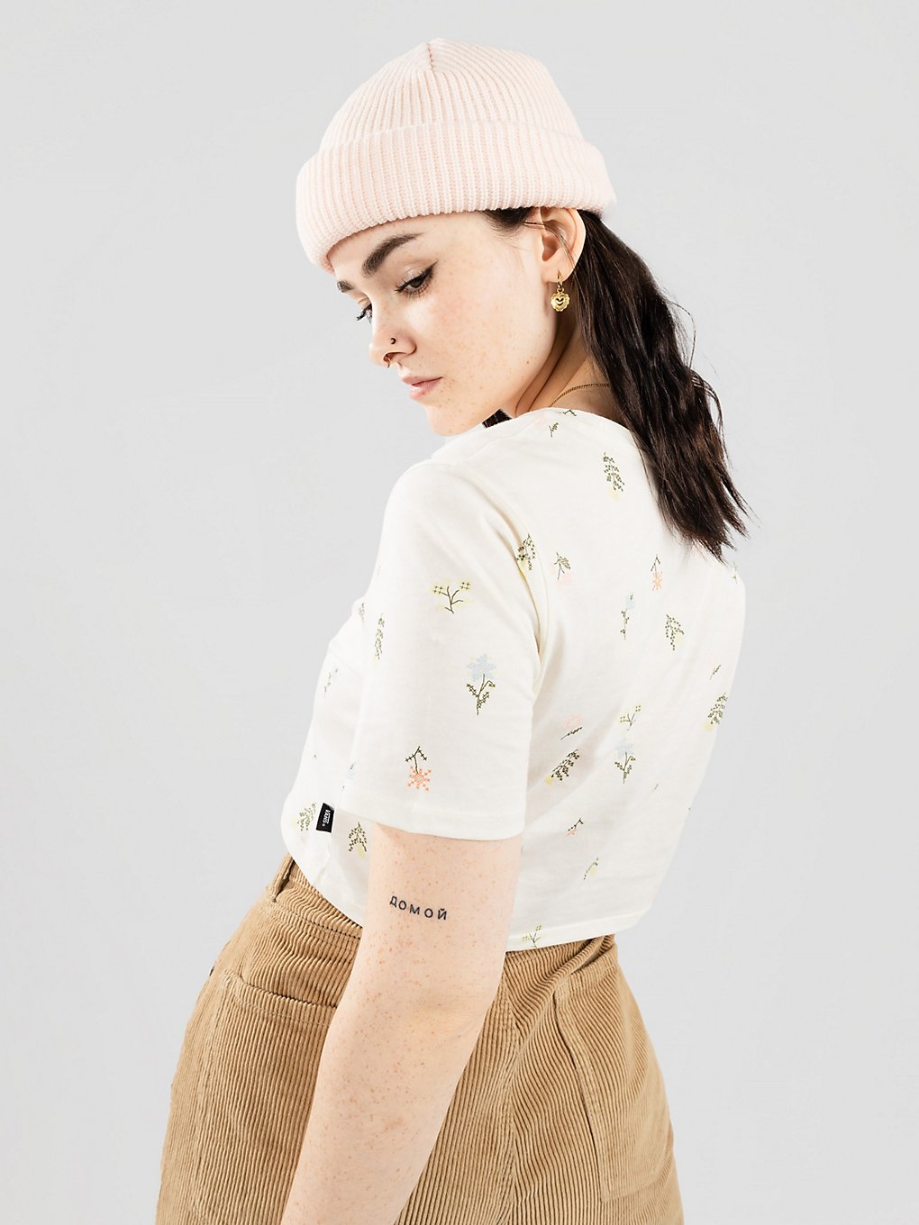 Vans Micro Ditsy Crop Crew T-Shirt wit