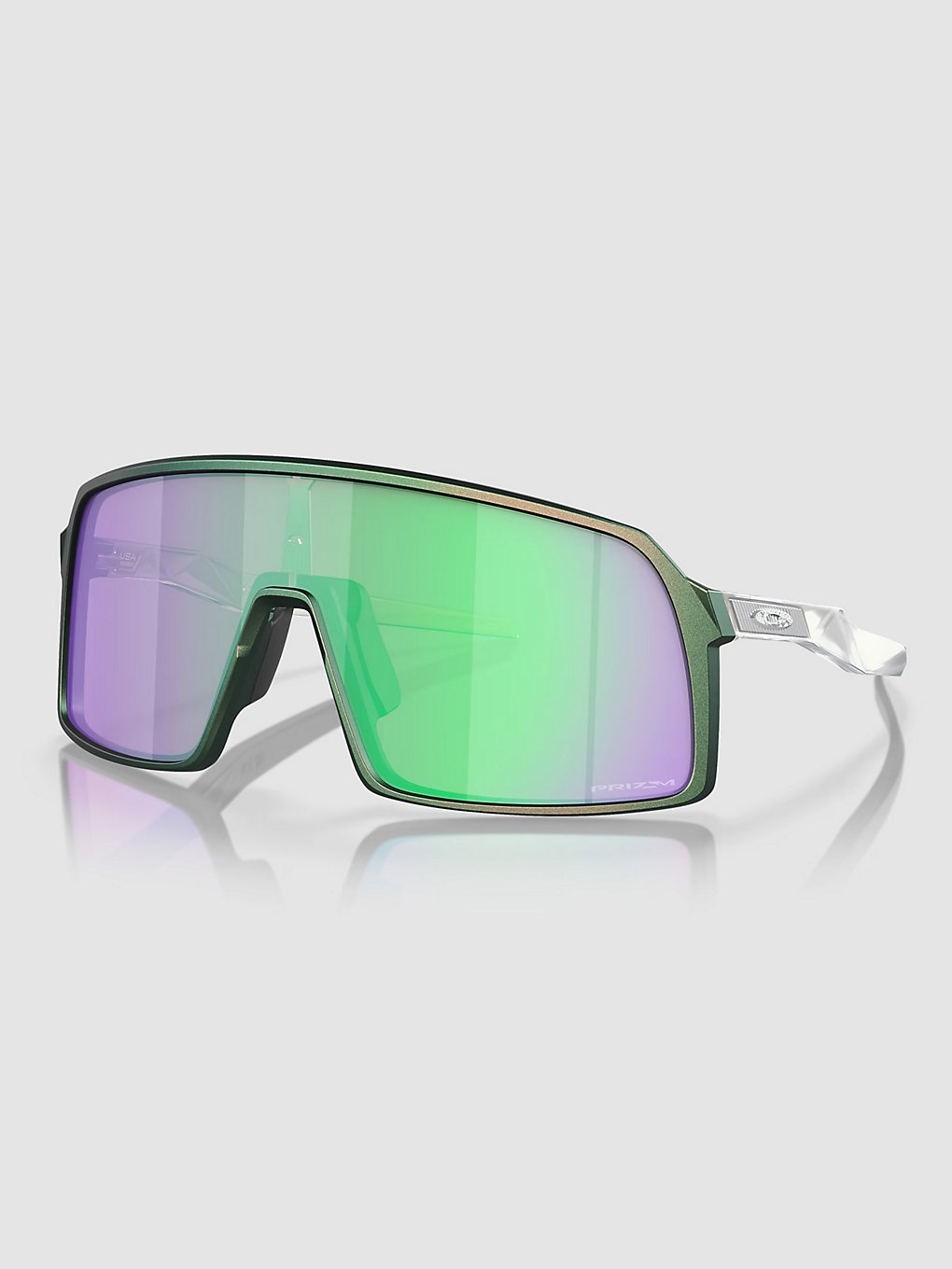 Oakley Sutro Matte Silver Green Colorshift Zonnebril grijs