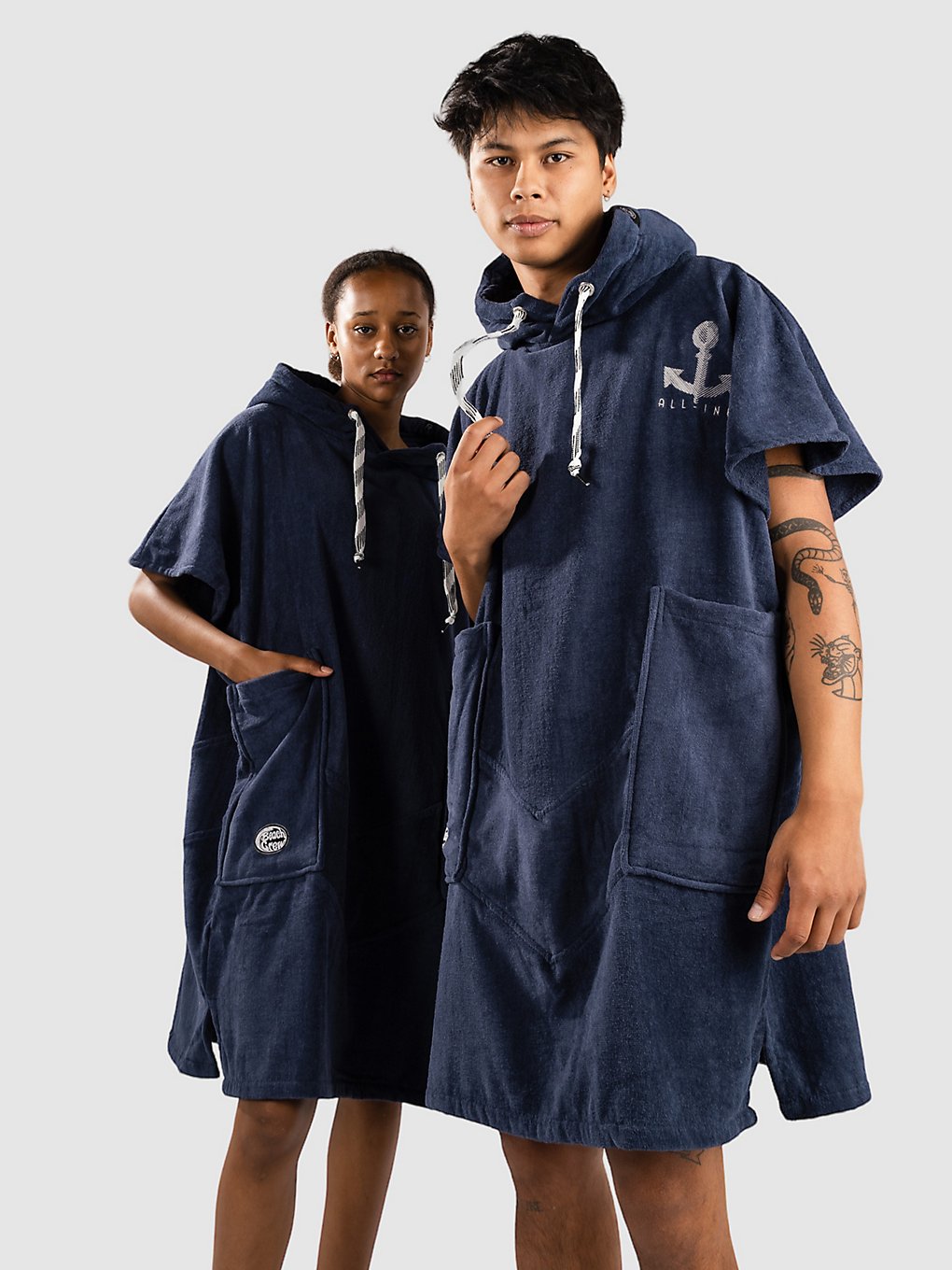 All-In Beach Crew V Surf poncho grijs