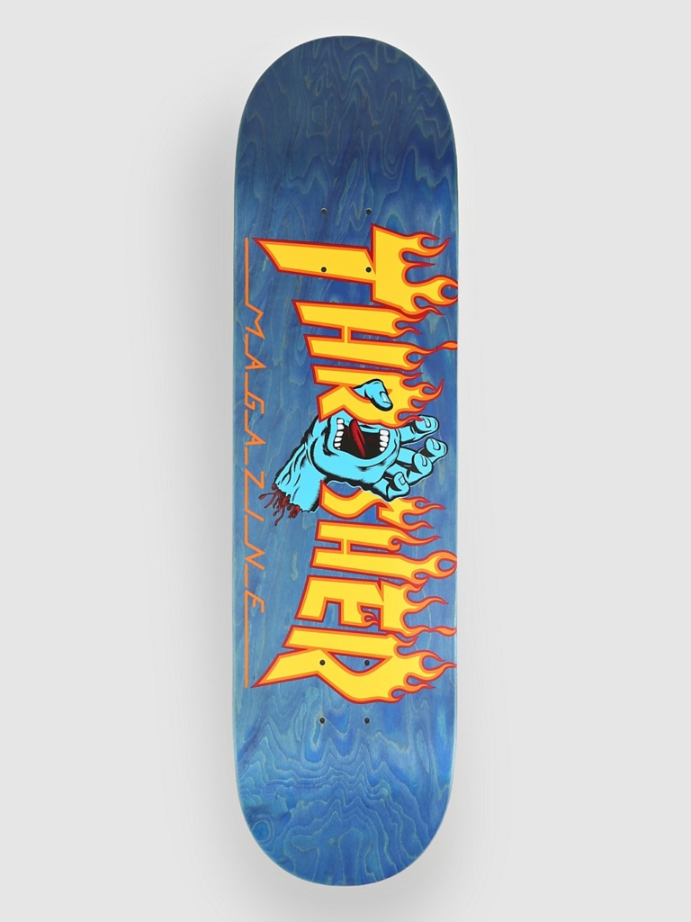 Santa Cruz X Thrasher Screaming Flame 8.25″ Skateboard deck blauw