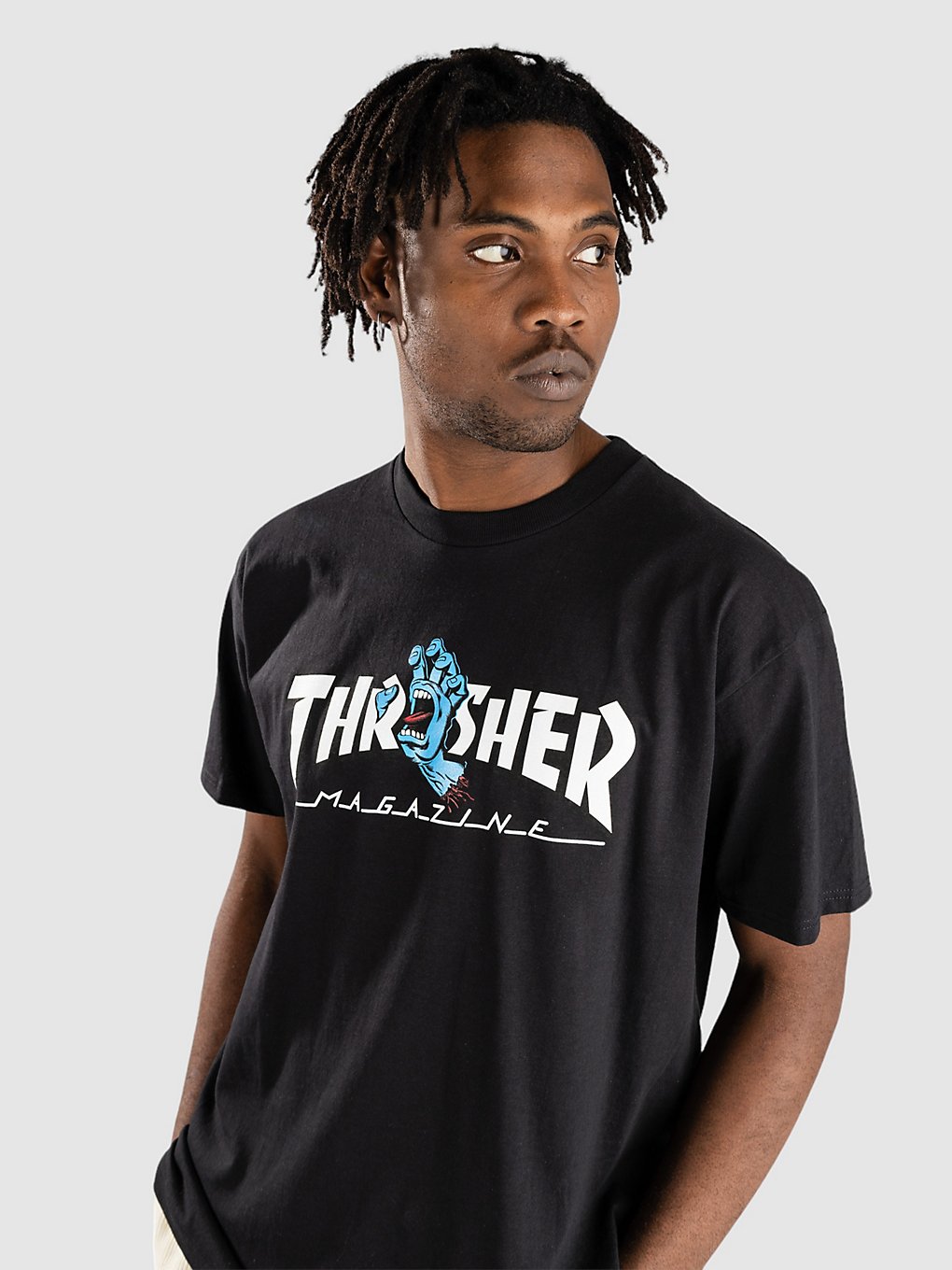 Santa Cruz X Thrasher Screaming Logo T-Shirt zwart