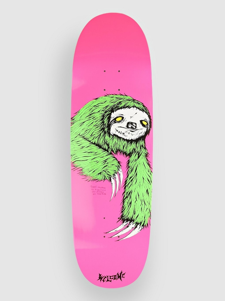 Welcome Sloth On Boline 2.1 9.5″ Skateboard deck roze