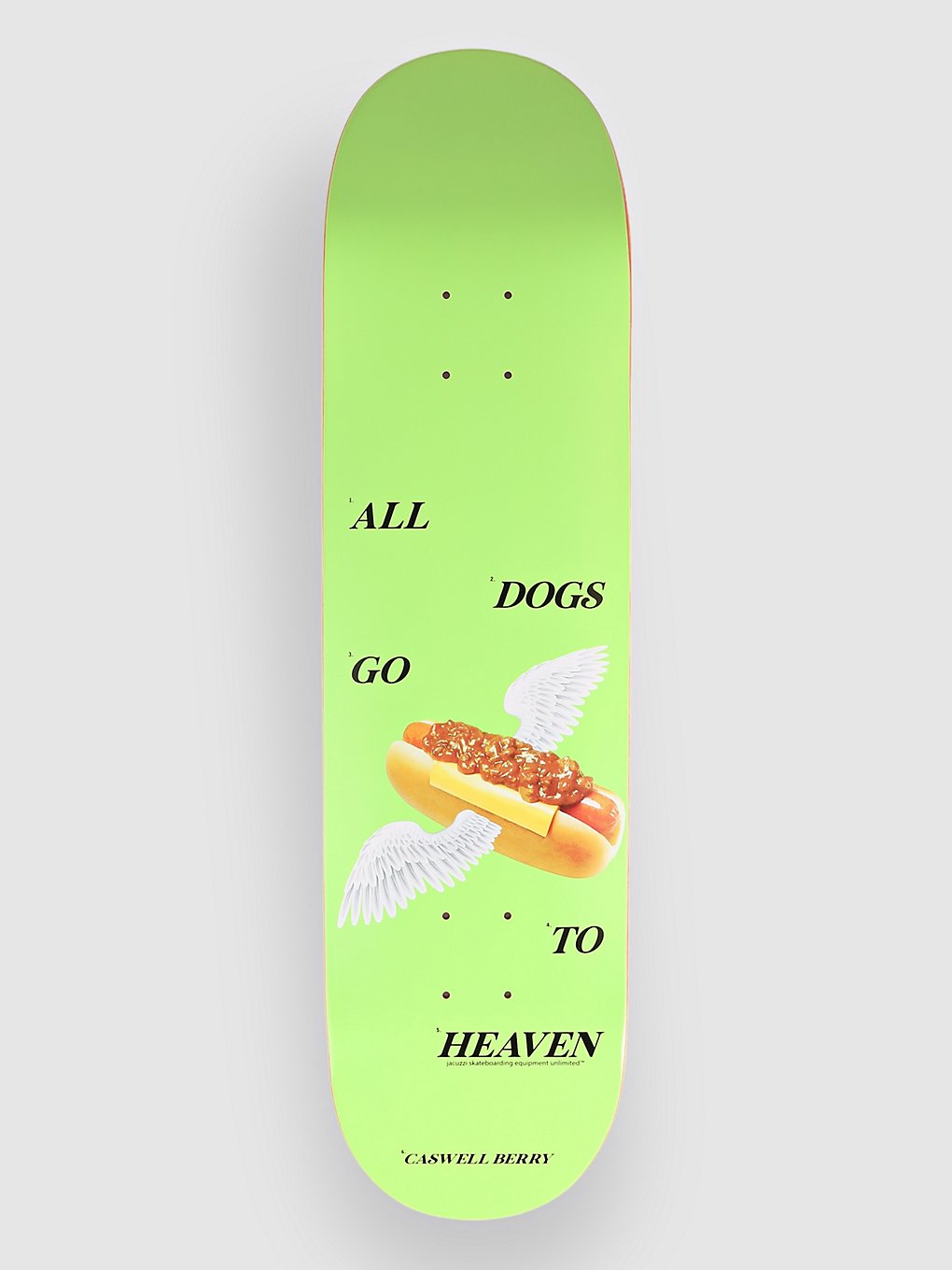 Jacuzzi Unlimited Caswell Berry Hot Dog Heaven 8.25" Skateboard deck groen