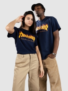 Thrasher Flame T-Shirt Blauw