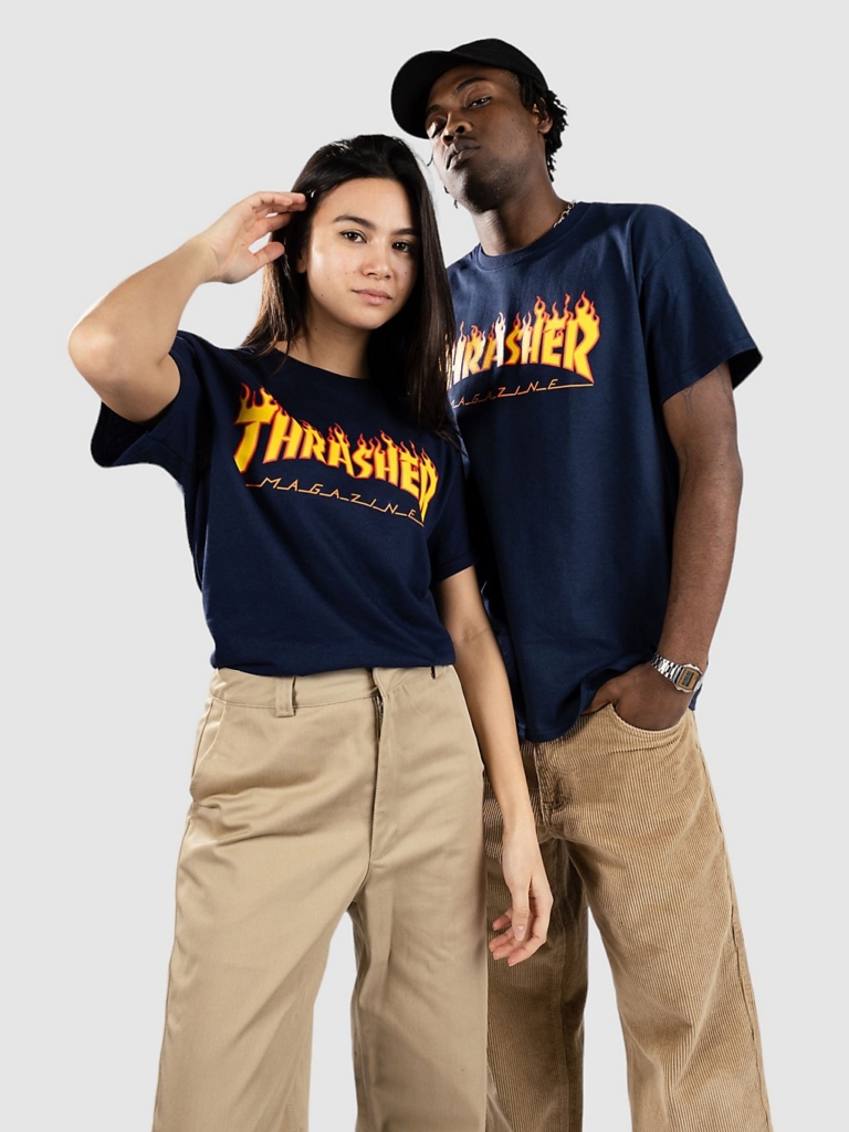 Thrasher Flame T-Shirt Blauw