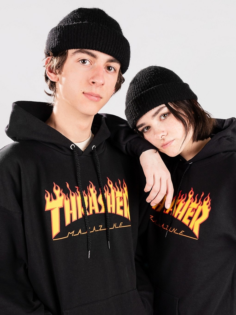Thrasher Flame Hoodie Zwart
