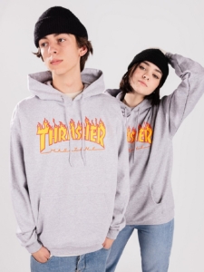 Thrasher Flame Hoodie Grijs Mottled
