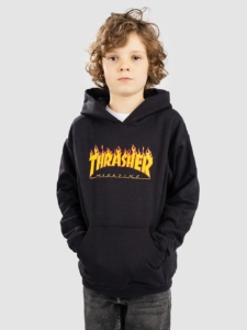 Thrasher Flame Kids Kids Hoodie Zwart
