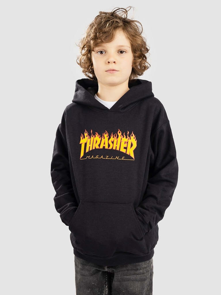 Thrasher Flame Kids Kids Hoodie Zwart