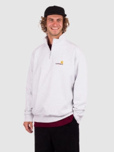 Carhartt WIP Half Zip American Script Half-Zip Sweater Ash Heather