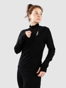Mons Royale Merino Cascade Flex Mock Neck Thermo Shirt Zwart