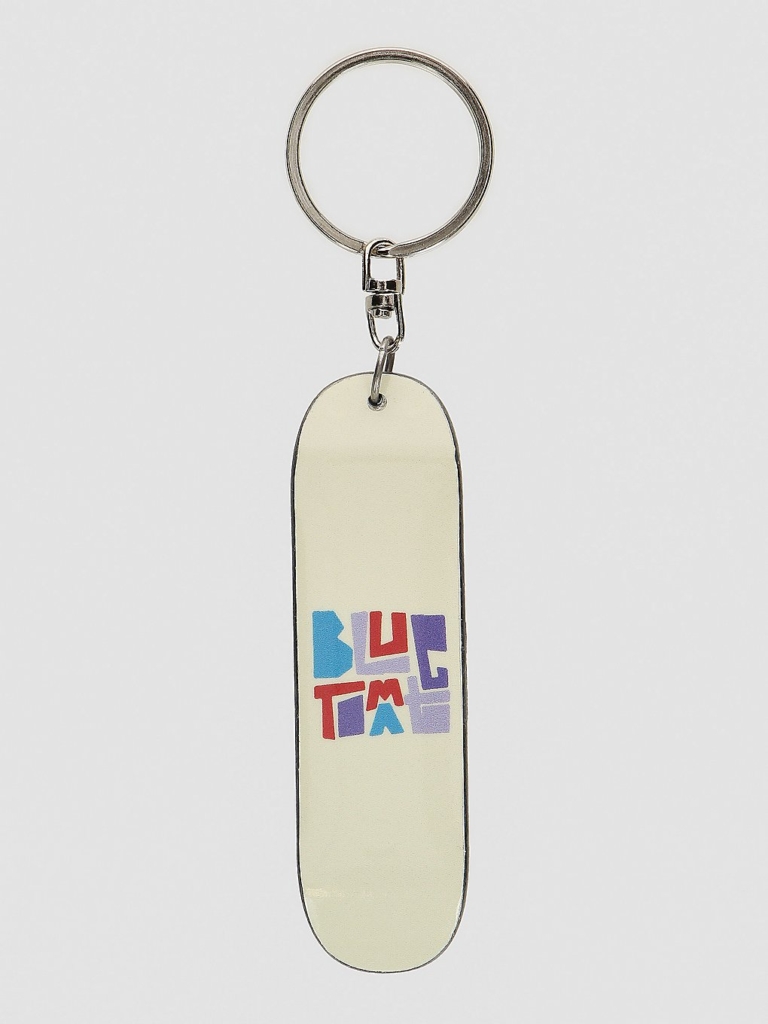 Blue Tomato Skate Keychain Beige Script