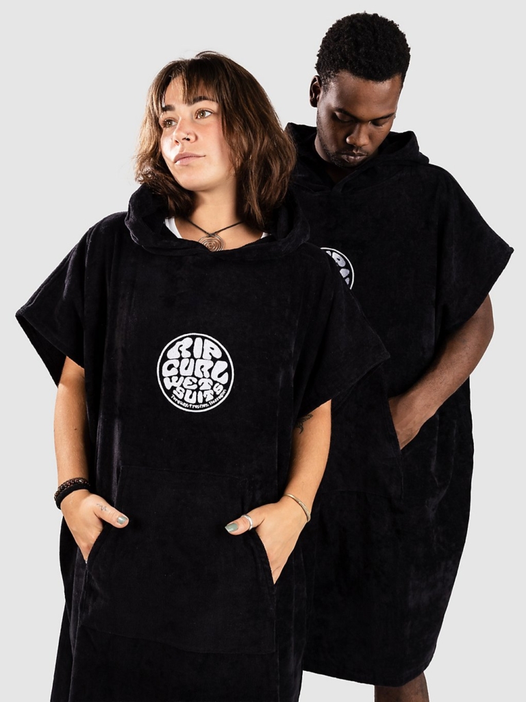 Rip Curl Logo Hooded Surf Poncho Zwart