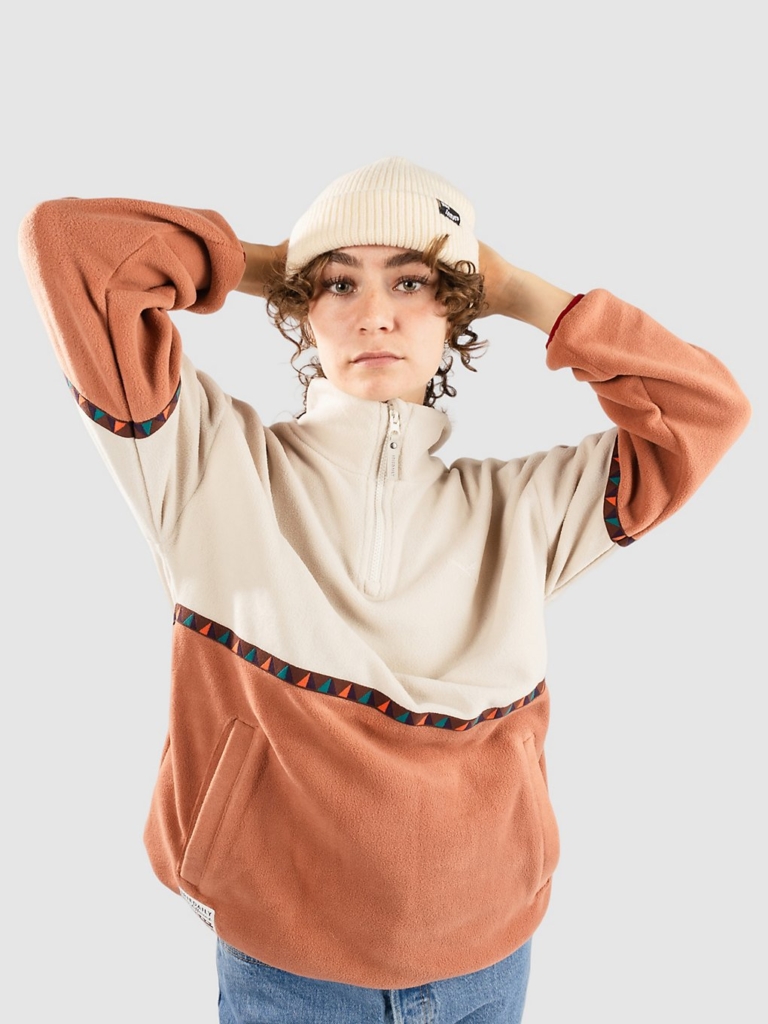 Iriedaily Holina Fleece Troyer Half-Zip Fleece Trui Cedar Wood