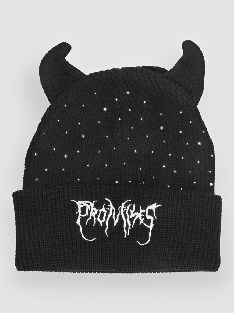 Broken Promises Rhinestone Horn Muts Zwart