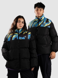 Polypop Black Tigra Pattern Chest Puffer Jas Zwart