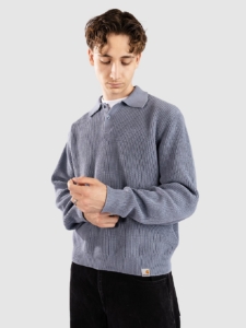 Carhartt WIP Miles L/S Polo Gebreide Trui Shady Blauw