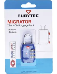 Rubytec Migrator TSA 3 Dial Luggage Lock Blauw