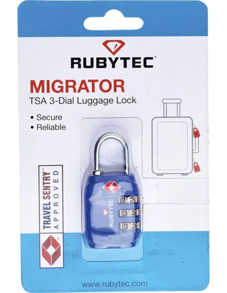 Rubytec Migrator TSA 3 Dial Luggage Lock Blauw