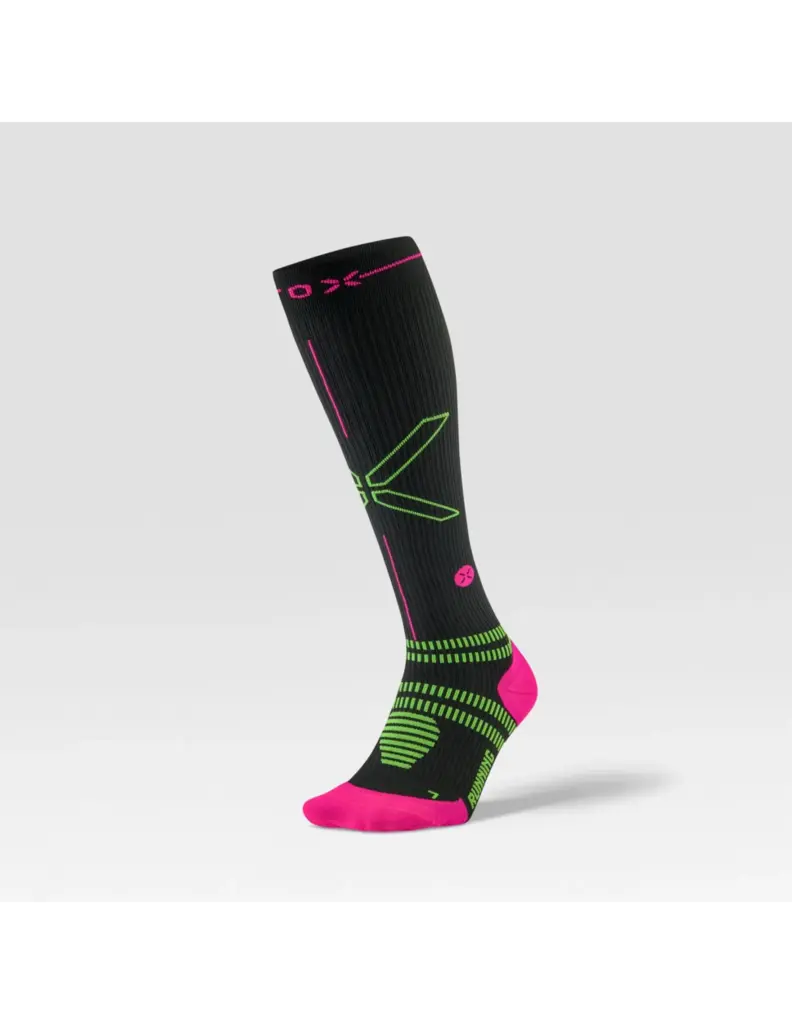 Stox Running Socks Hardloop Compressiekousen Dames Charcoal/fuchsia