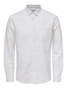 Only & Sons Caiden Solid Linen Shirt Wit