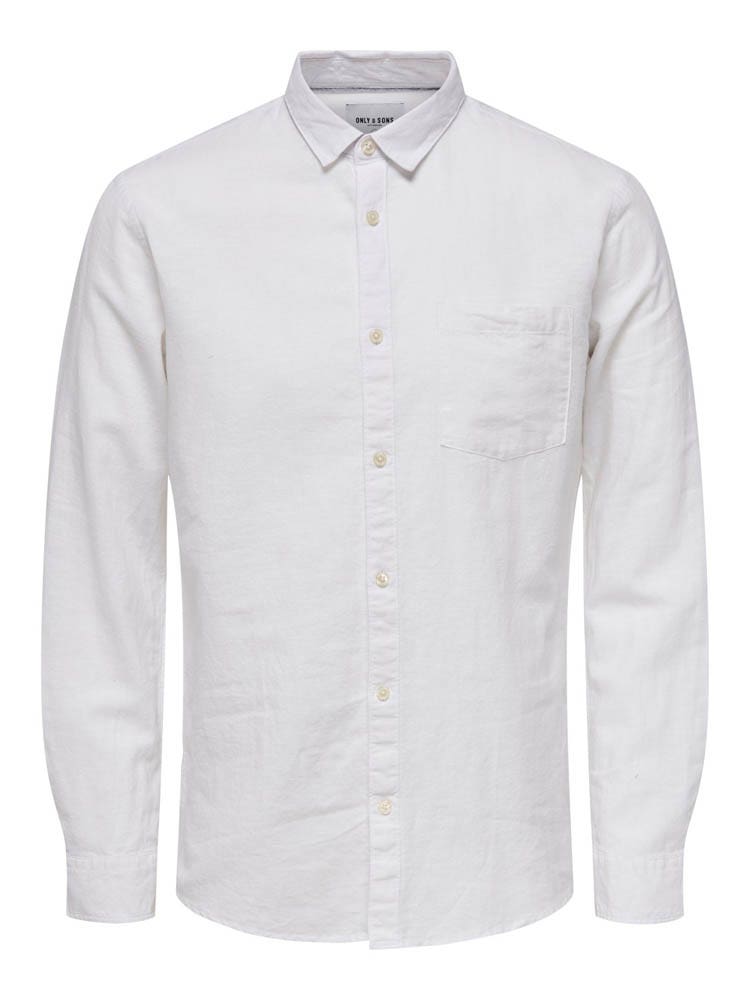 Only & Sons Caiden Solid Linen Shirt Wit