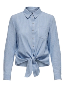 Only Onllecey Ls Stripe Knot Dnm Shirt N Wit