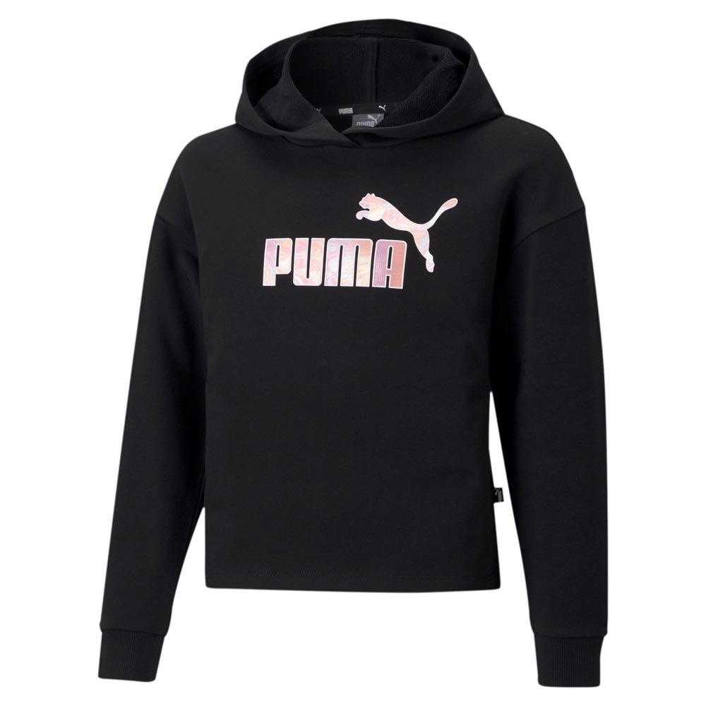 Puma Essentials Logo Cropped Hoodie Junior Zwart