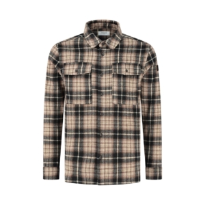 Purewhite Wool Look Check Overshirt Bruin