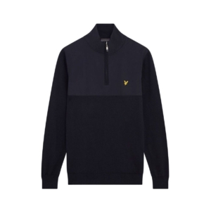 Lyle & Scott Overlay 1/4 Zip Knit Blauw