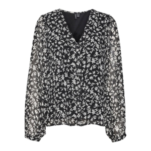 Vero Moda Holly V-neck Button Top Zwart