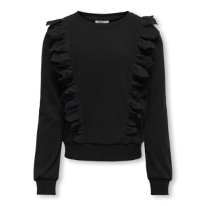 Only Kids Mirta O-neck Frills Sweater Zwart
