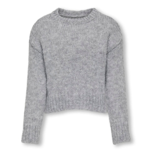 Only Kids Kogmarie O-neck Short Knitted Grijs