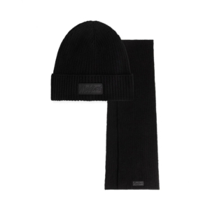 Malelions Ribbed Beanie Scarf Set Zwart