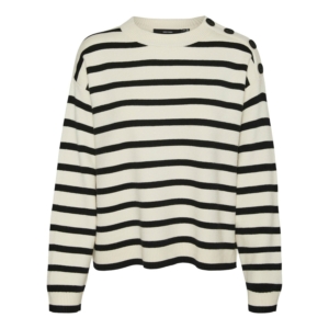 Vero Moda Saba Long Sleeve O-neck Button Pullover Wit