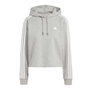 Adidas Essential 3-stripes French Terry Crop Hoodie Grijs
