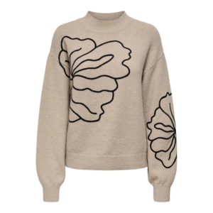 Jacqueline De Yong Jella Flower Pullover Grijs