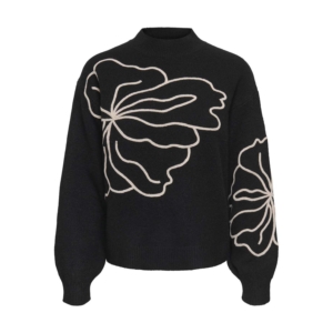 Jacqueline De Yong Jella Flower Pullover Zwart