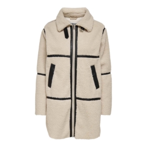 Jacqueline De Yong Frosty Life Teddy Long Jacket Wit